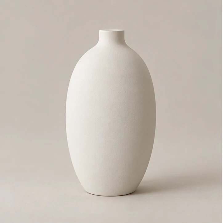 Oval Vessel — porcelain white vase